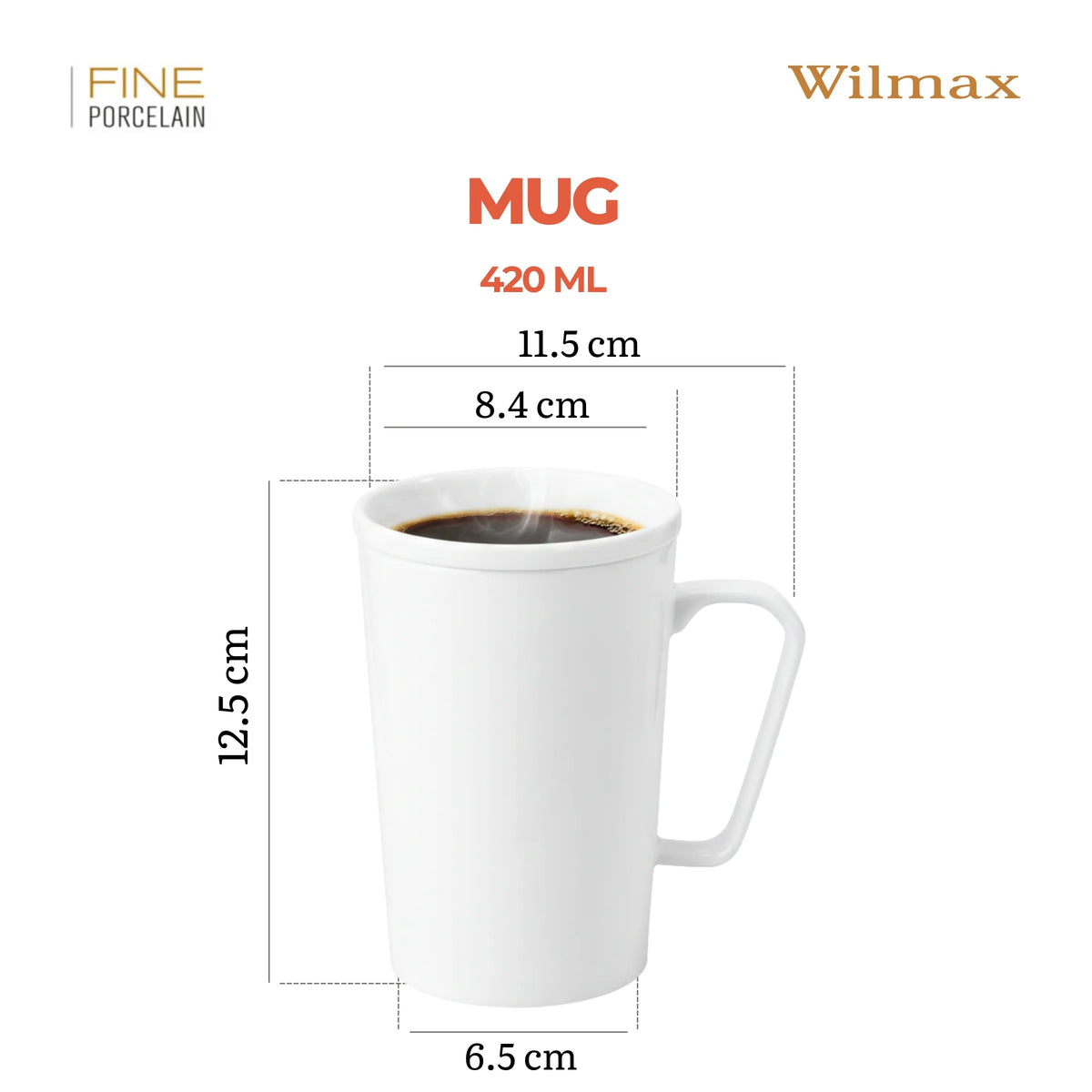 Wilmax Beker 420 ml Wit Porselein