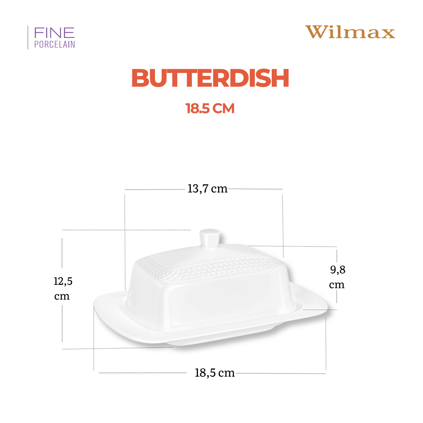 Wilmax Botervloot met deksel Porselein WL-880101601/A