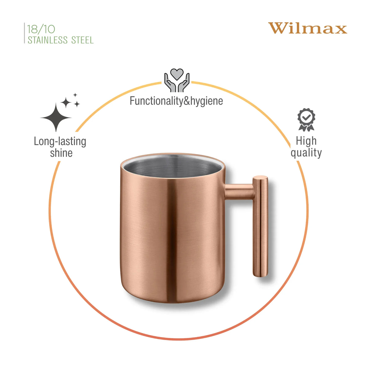 Wilmax Dubbelwand Beker 350 ml RVS Brons