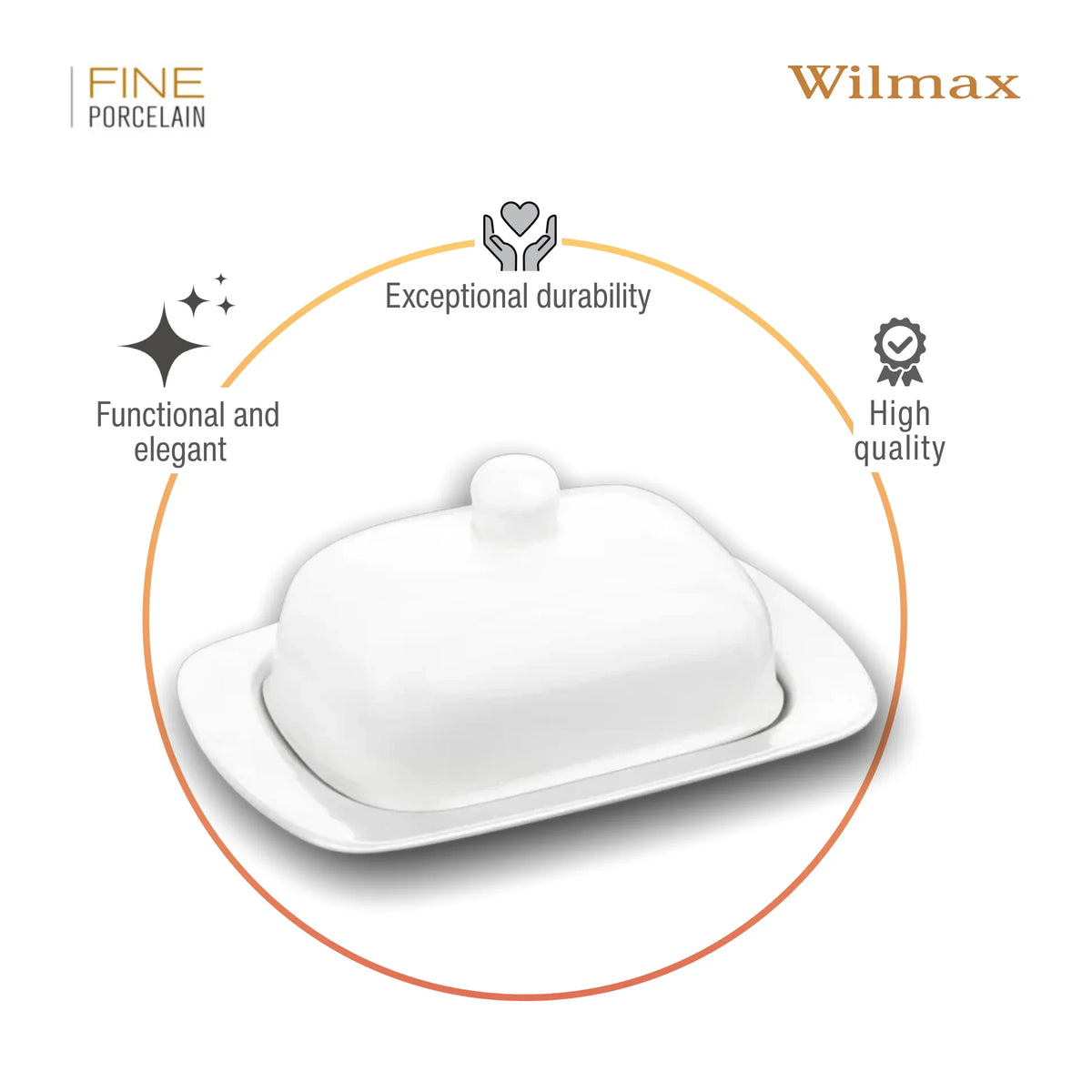 Wilmax England Botervloot Porselein Wit