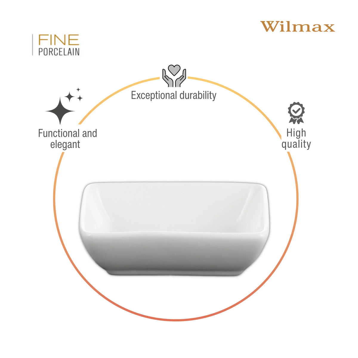 Wilmax England Sausschaal Porselein Wit 8x6cm