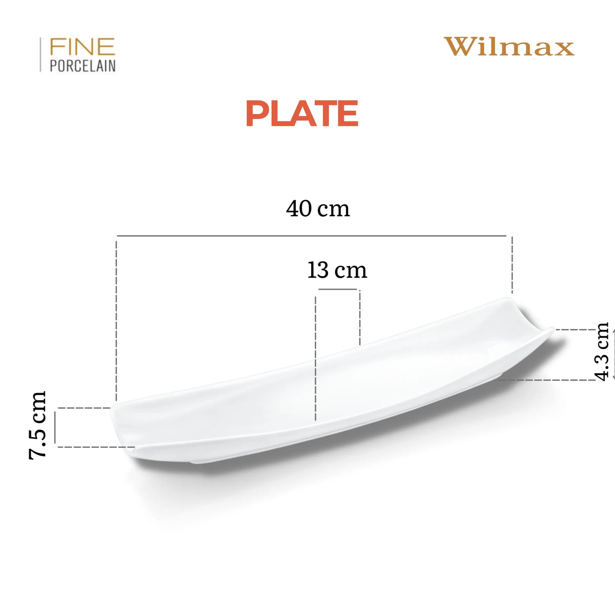 Wilmax England Serveerschaal Porselein Wit 40.6x12.7cm