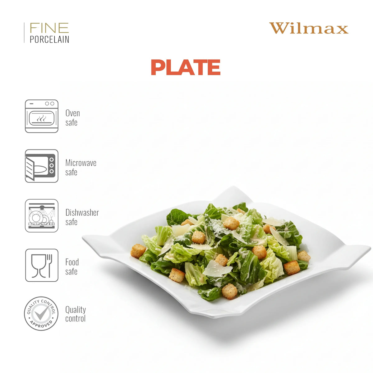 Wilmax England dessertbord 20x20cm porselein wit