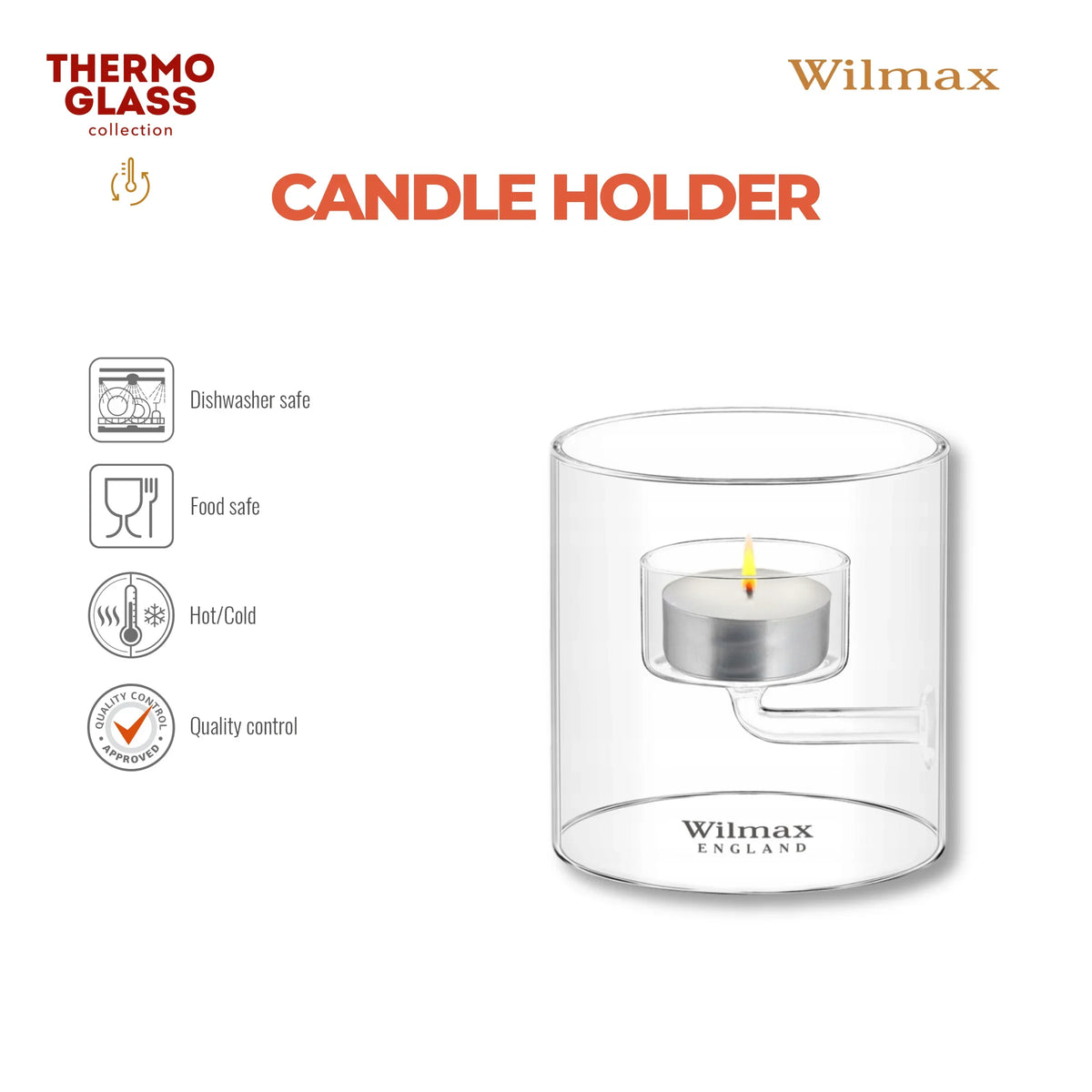 Wilmax Theelichthouder 9 cm Glas Transparant