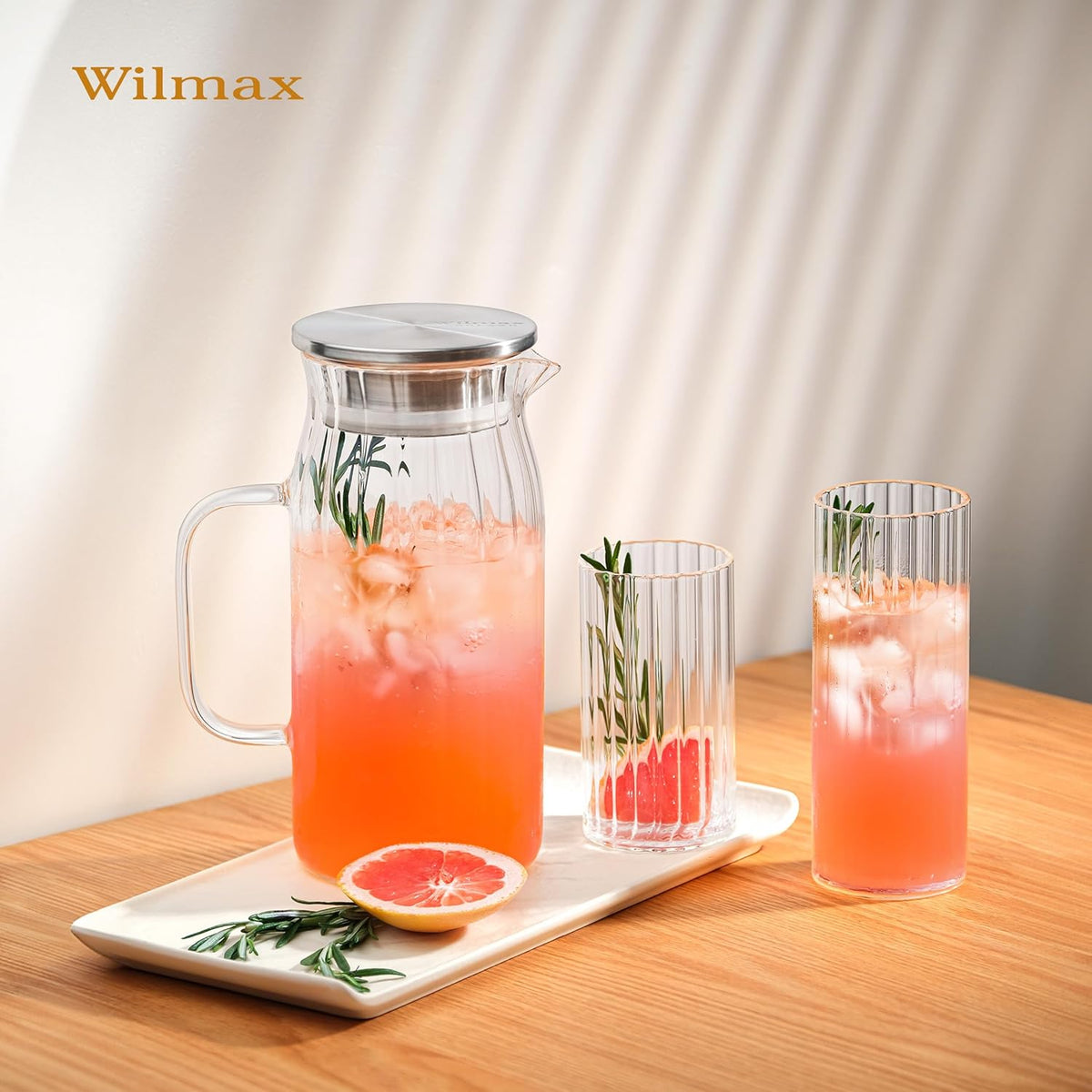 Wilmax Thermoglas Kan 1000 ml RVS Deksel Transparant