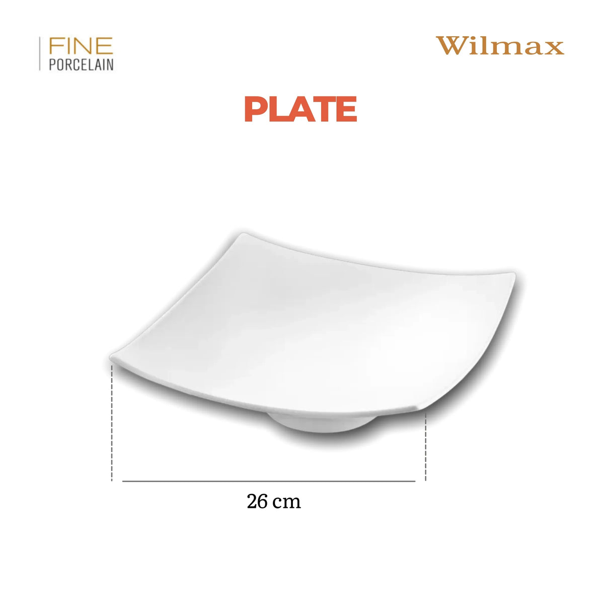 Wilmax England Porseleinen Bord 26 cm, Wit