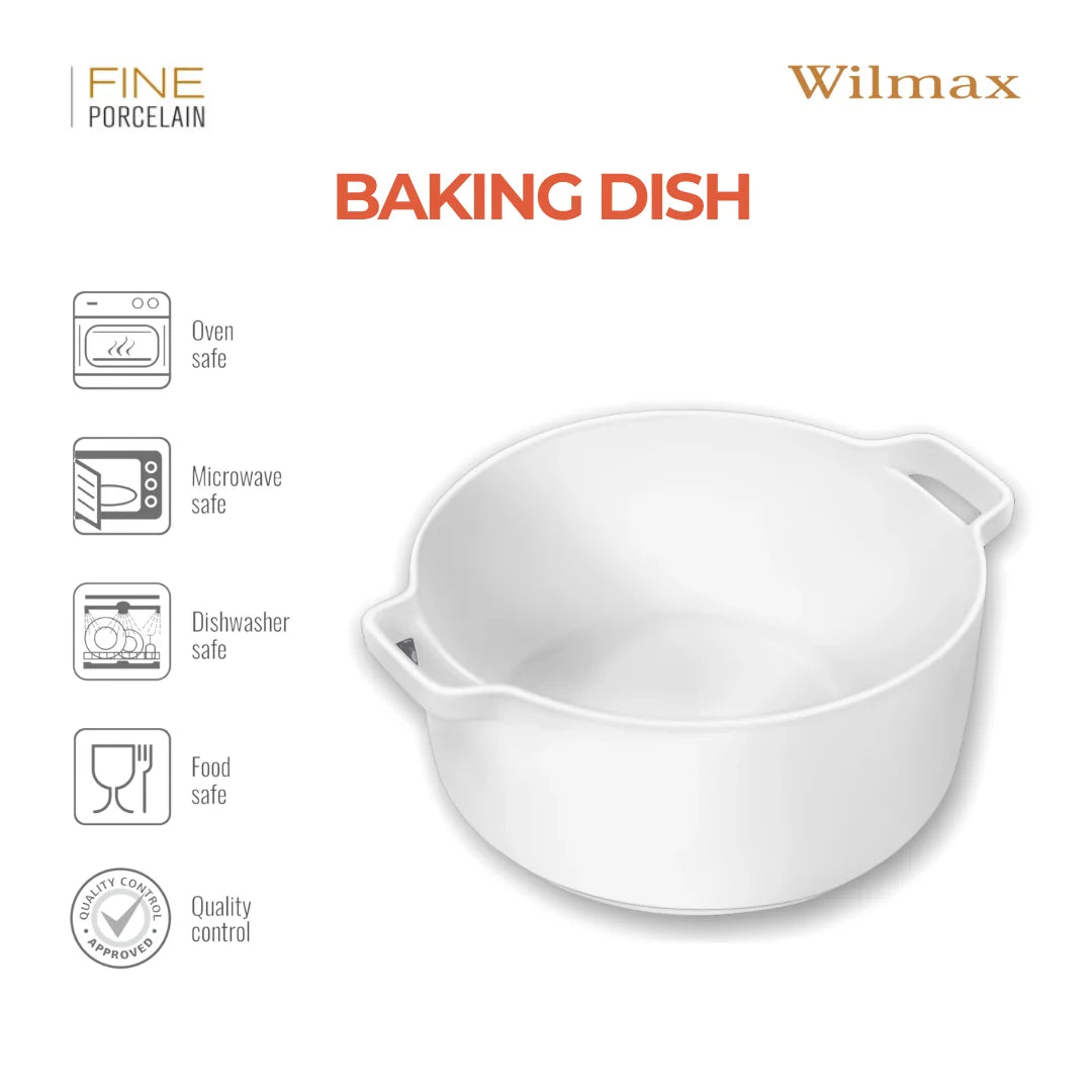 Wilmax Ovenschaal met handvatten 510ml Porselein Wit