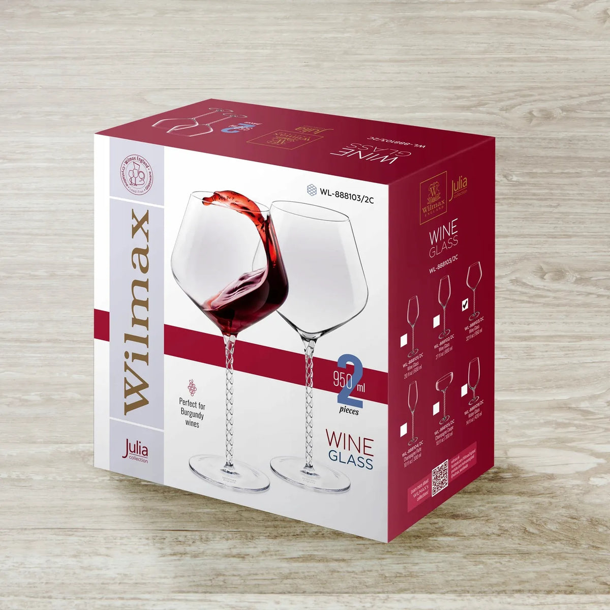 Wilmax Wijnglas 950 ml Kristal Transparant 2-pack