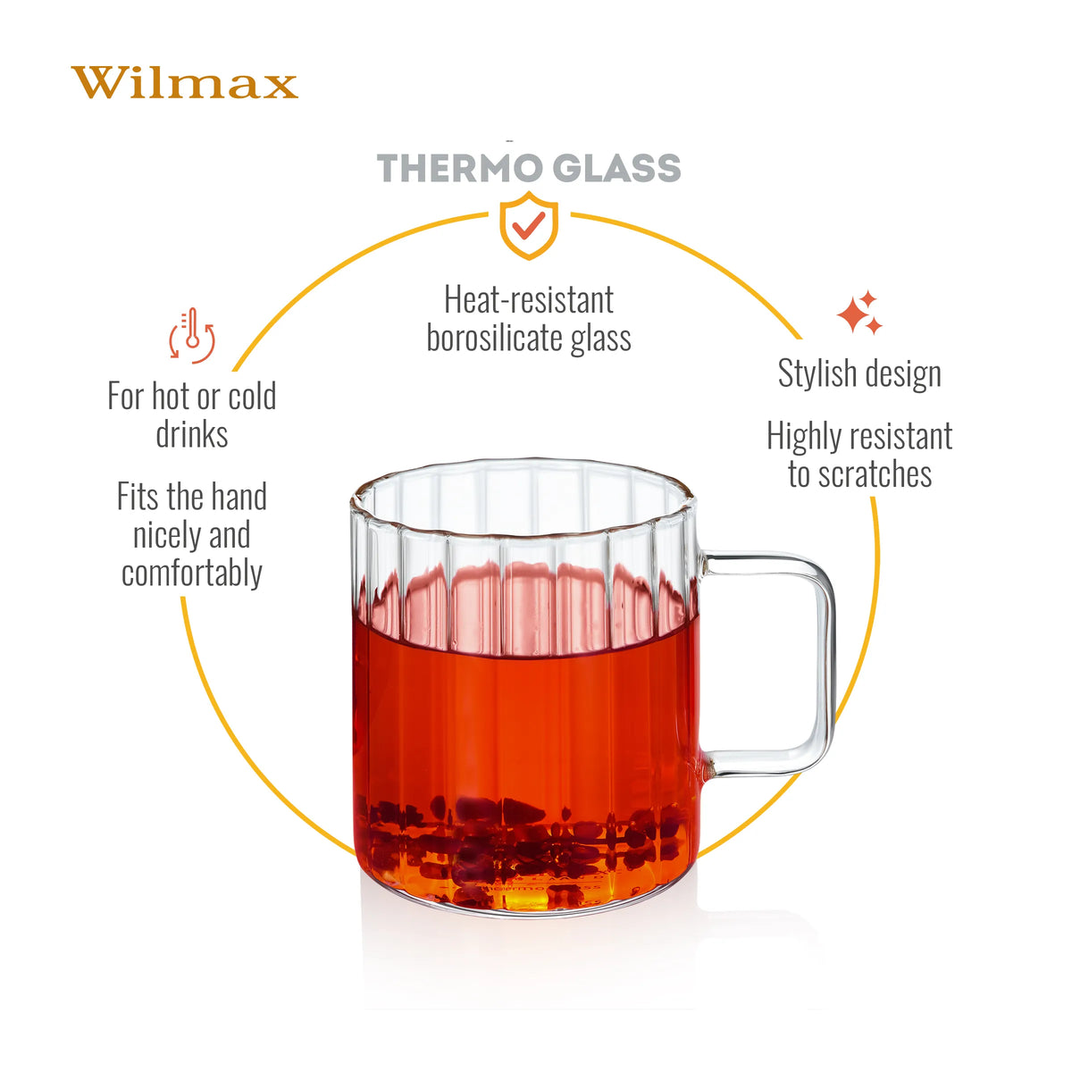 Wilmax England Thermo Glass - Glazen Koffie- en Theebekers - 200 ml - Set van 6 - Transparant