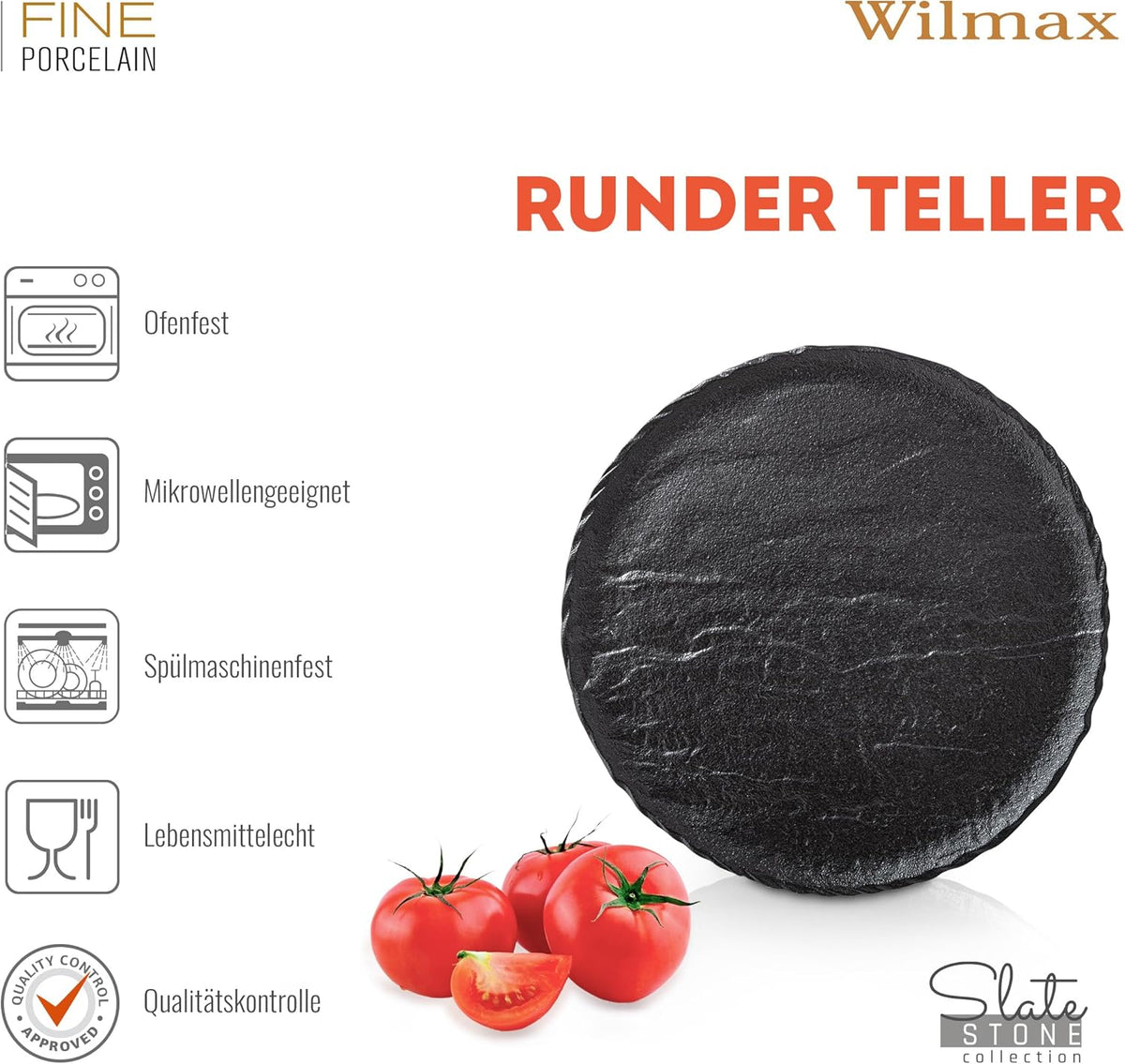 Wilmax Bord 20.5 3-delig SlateStone Zwart A3