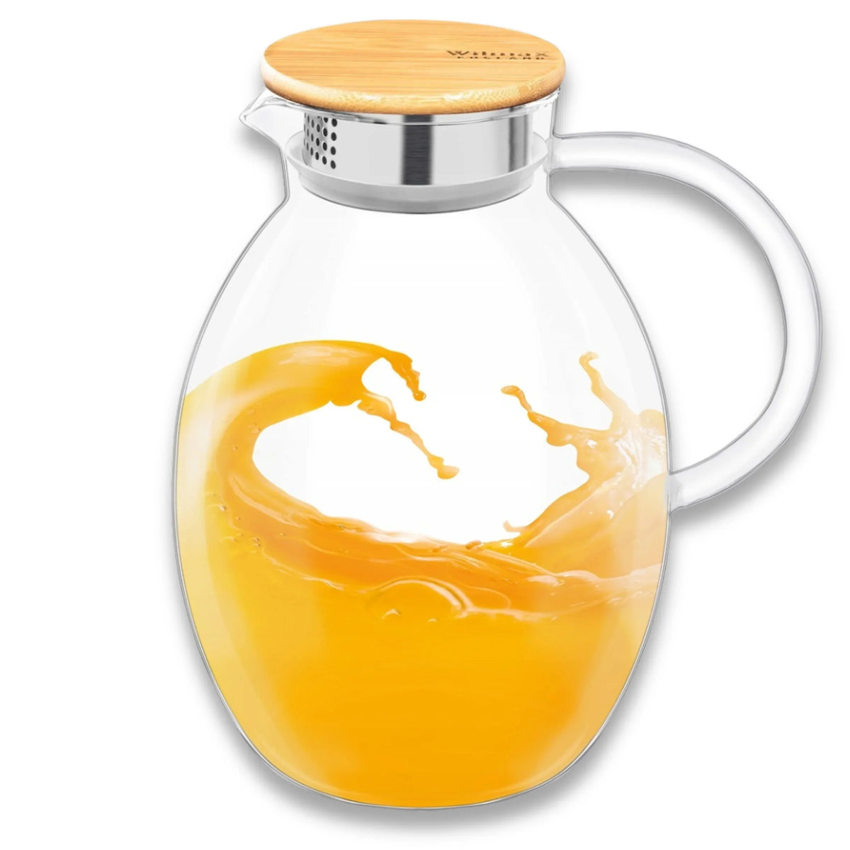 Wilmax Karaf 2400 ml Thermoglas met bamboedeksel Transparant