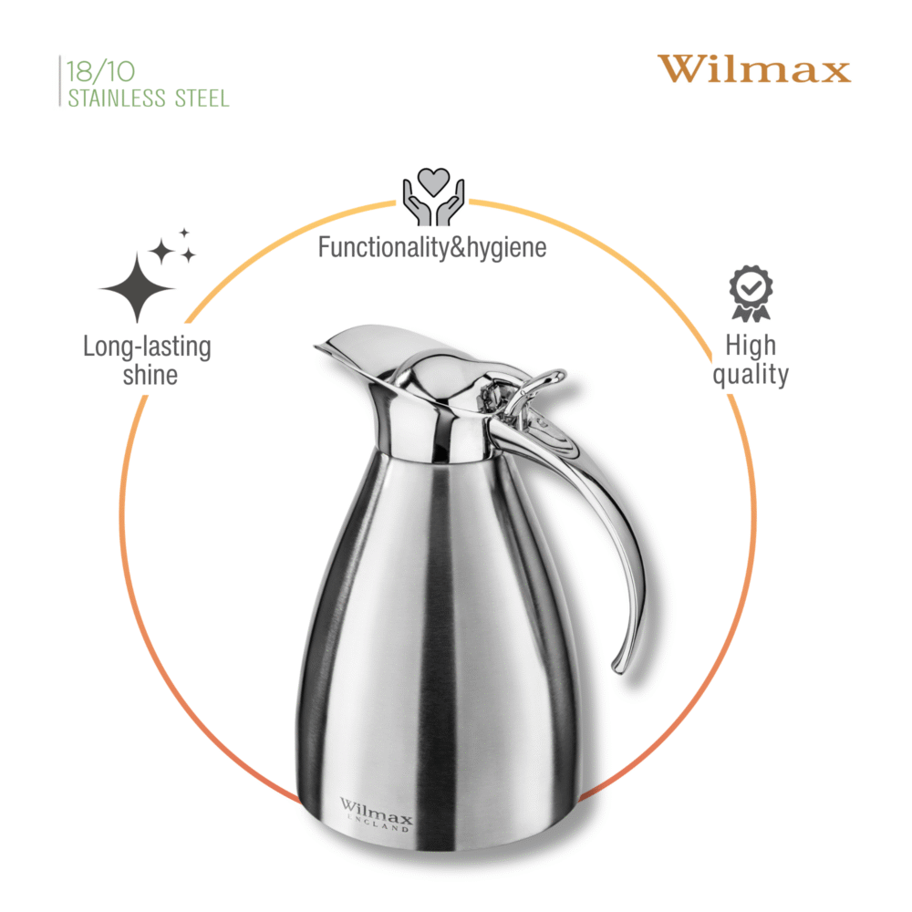Wilmax Thermoskan 1000 ml RVS Zilver WL-551002/1C