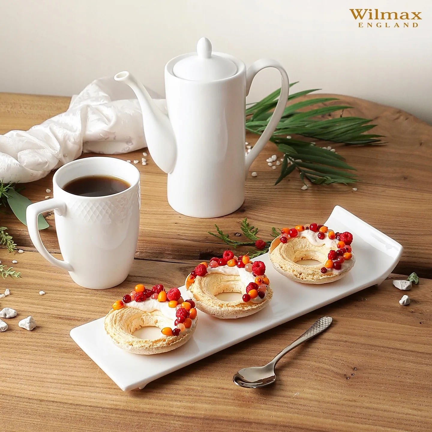 Wilmax England Mok 450 ml Wit Porselein 2-delige set