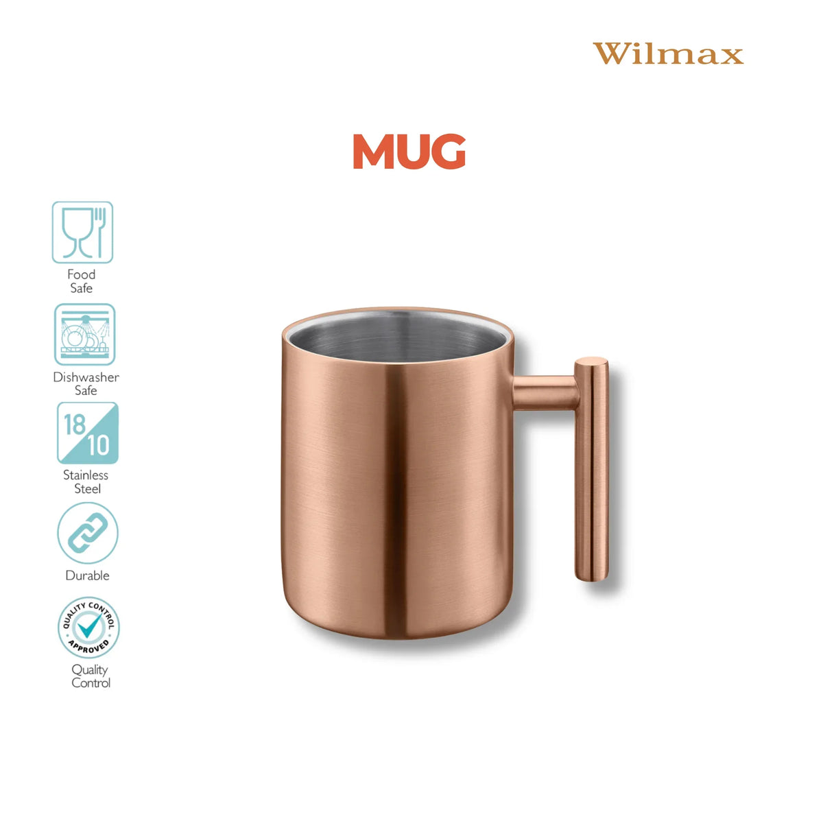 Wilmax Dubbelwand Beker 350 ml RVS Brons