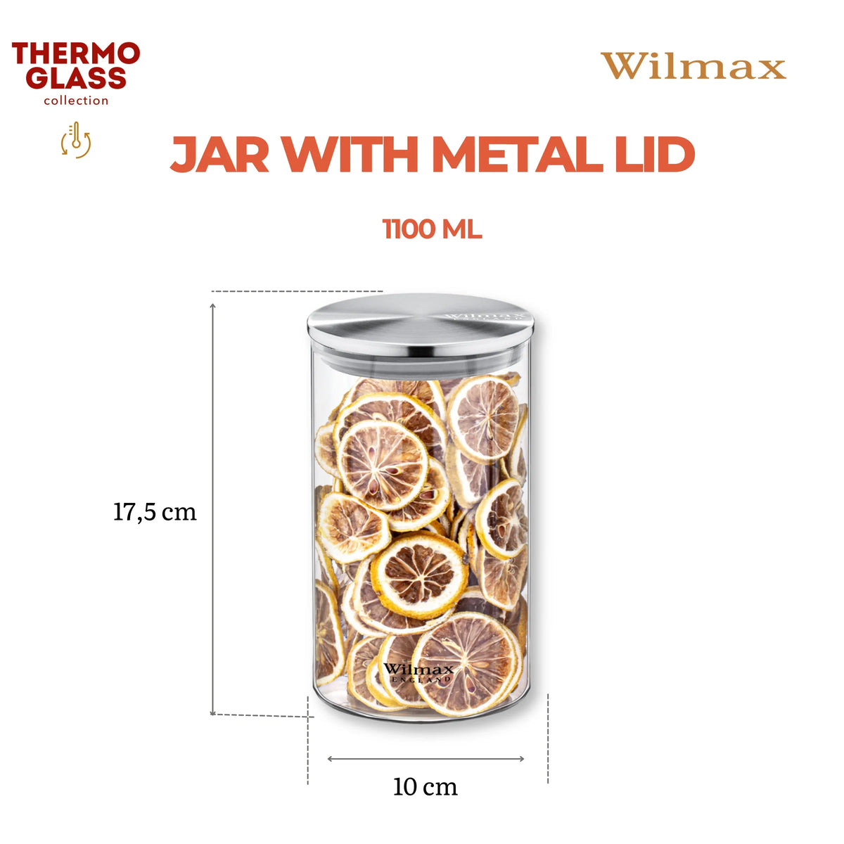 Wilmax Voorraadpot 1100 ml met RVS deksel