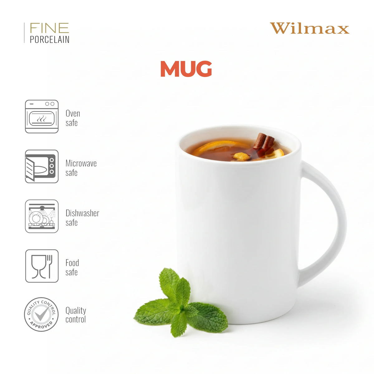 Wilmax England Mok 450 ml Wit Porselein