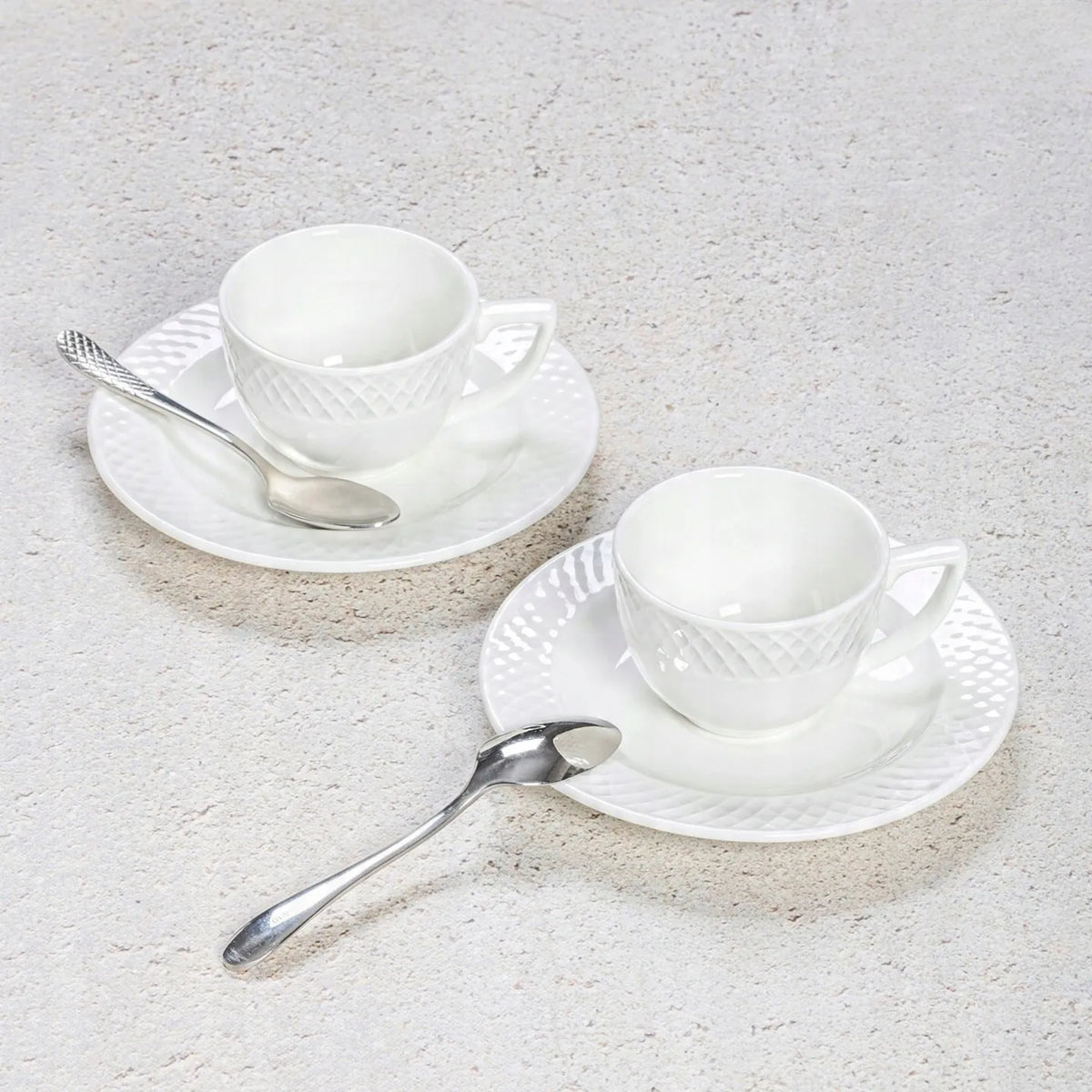 Wilmax Kop & Schotel 90 ml Wit Porselein Set van 6