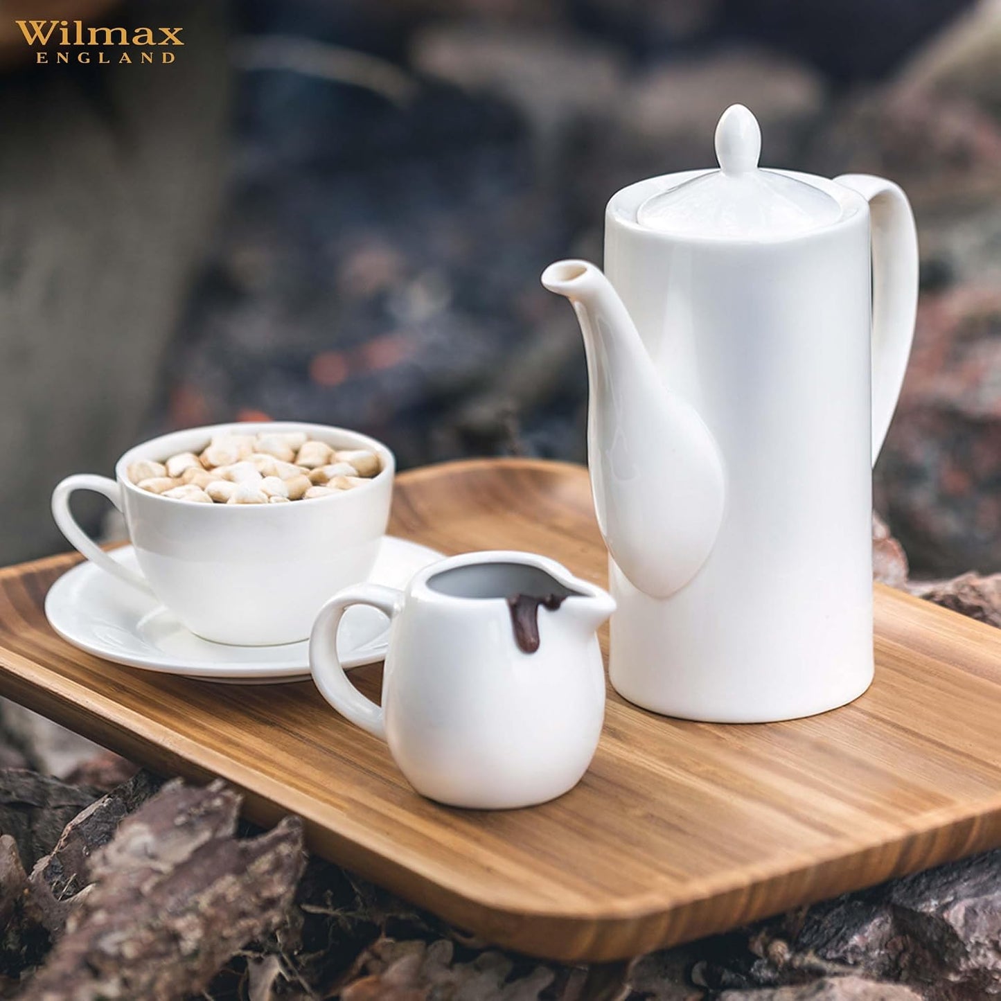 Wilmax Kopjes 400 ml Wit Porselein met Schotels Set van 6