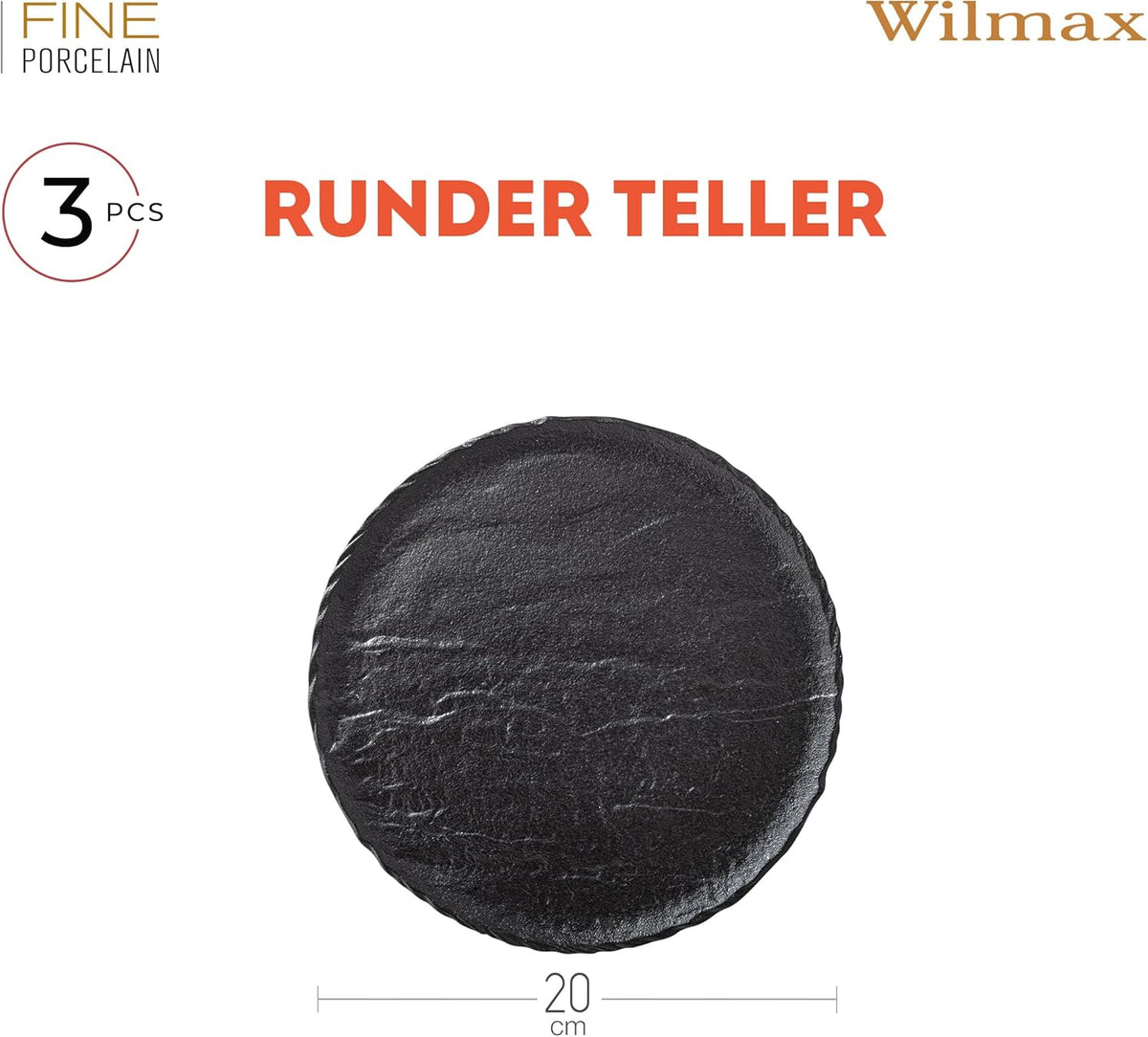 Wilmax Bord 20.5 3-delig SlateStone Zwart A3