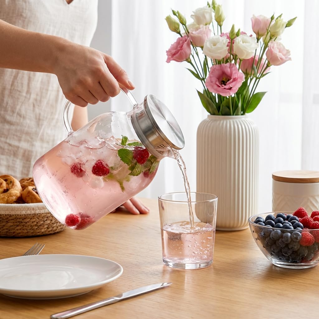 Wilmax Kanne 2100ml Thermoglas met RVS deksel Transparant