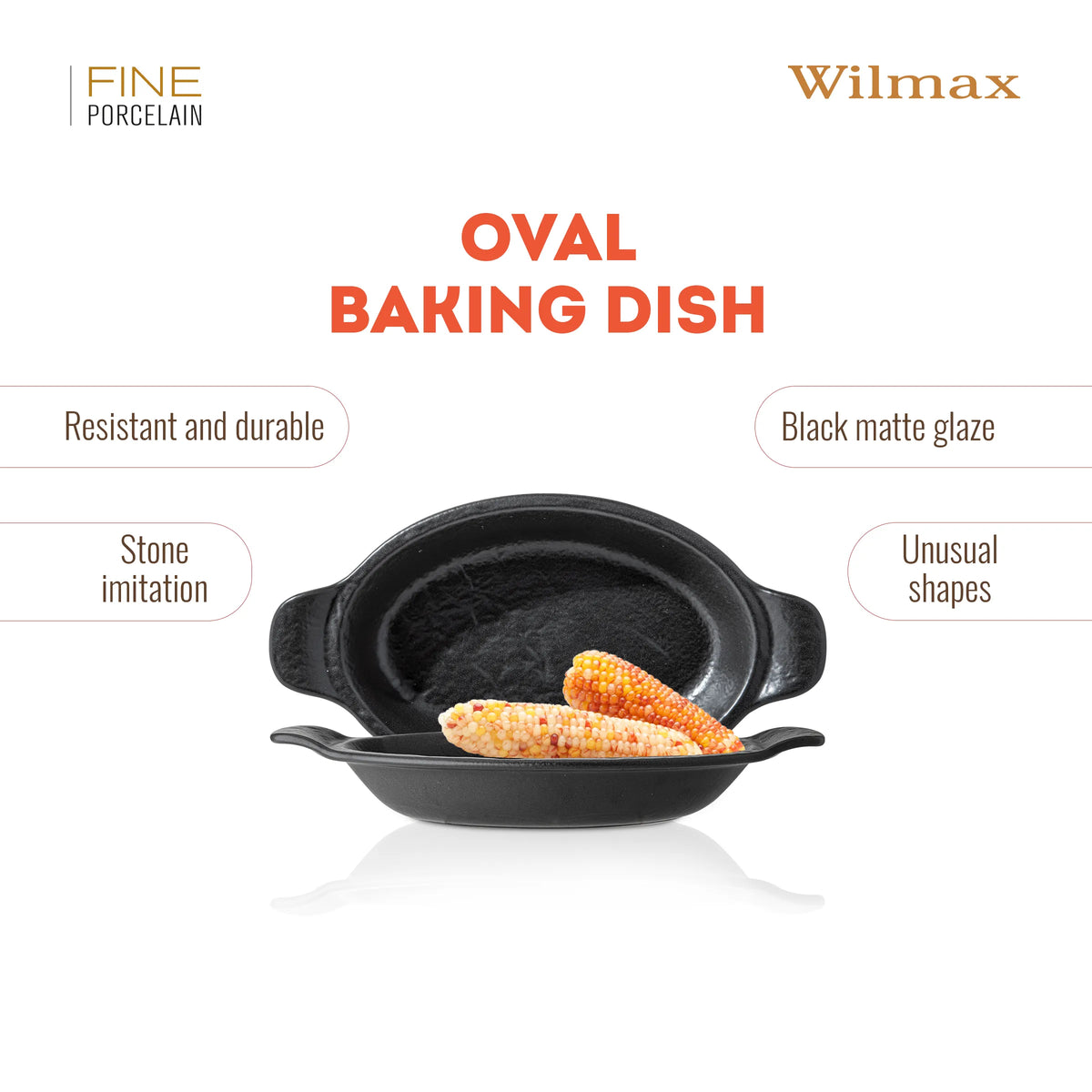 Wilmax England Porseleinen Ovenschaal Ovaal SlateStone Zwart