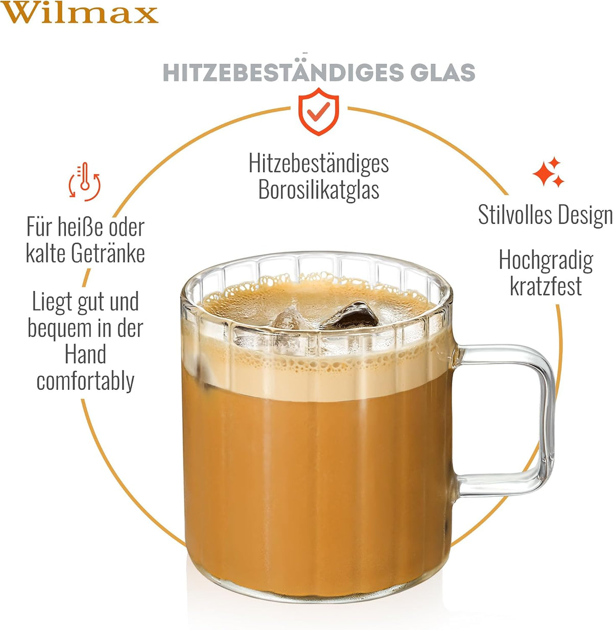 Wilmax England Borosilicaatglas Mok 550 ml Set van 6