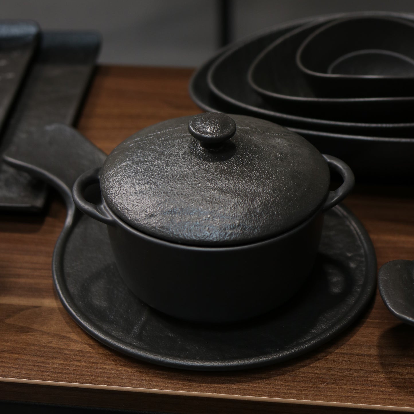 Wilmax Topf mit Deckel 600 ml SlateStone Porzellan WL-661140/A