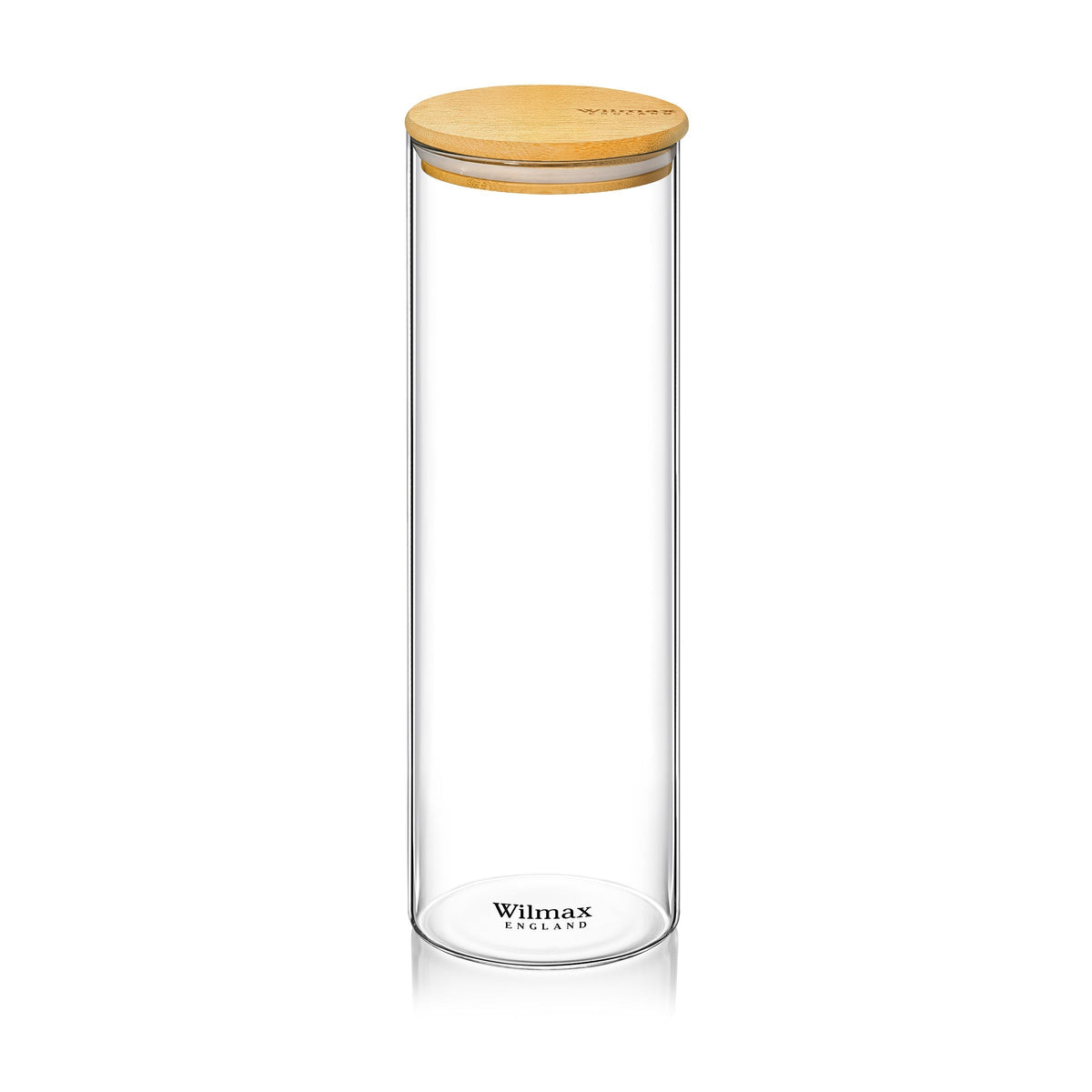 Wilmax England Opbergpot 2000ml, Bamboe deksel, Transparant