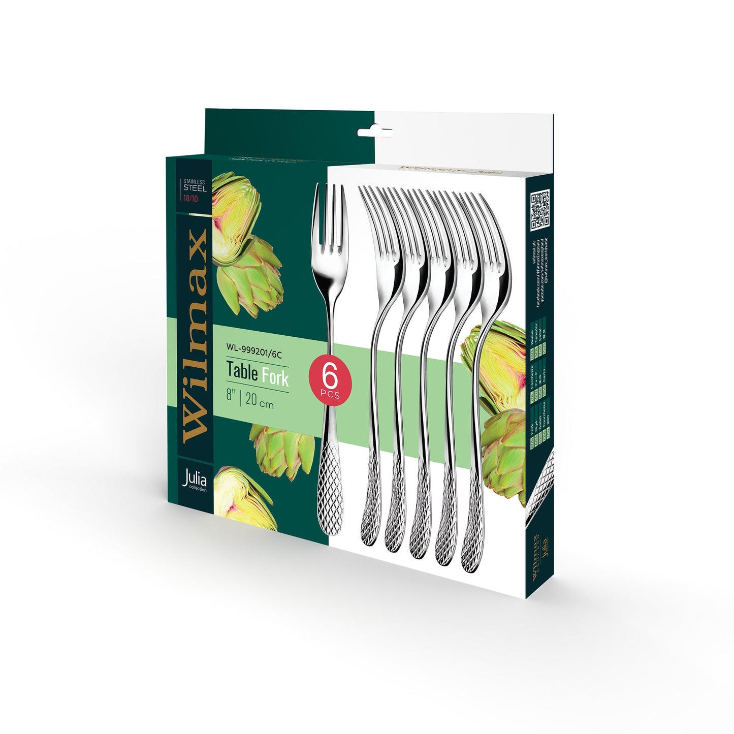 Wilmax Dinner Fork 20 cm Stainless Steel 2-piece set WL-999201/2B