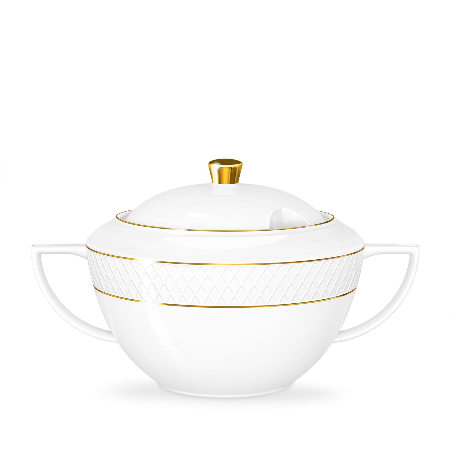 Wilmax Suppenterrine mit Goldrand, Weiß-Gold, 2800 ml – WL‑880102511/A