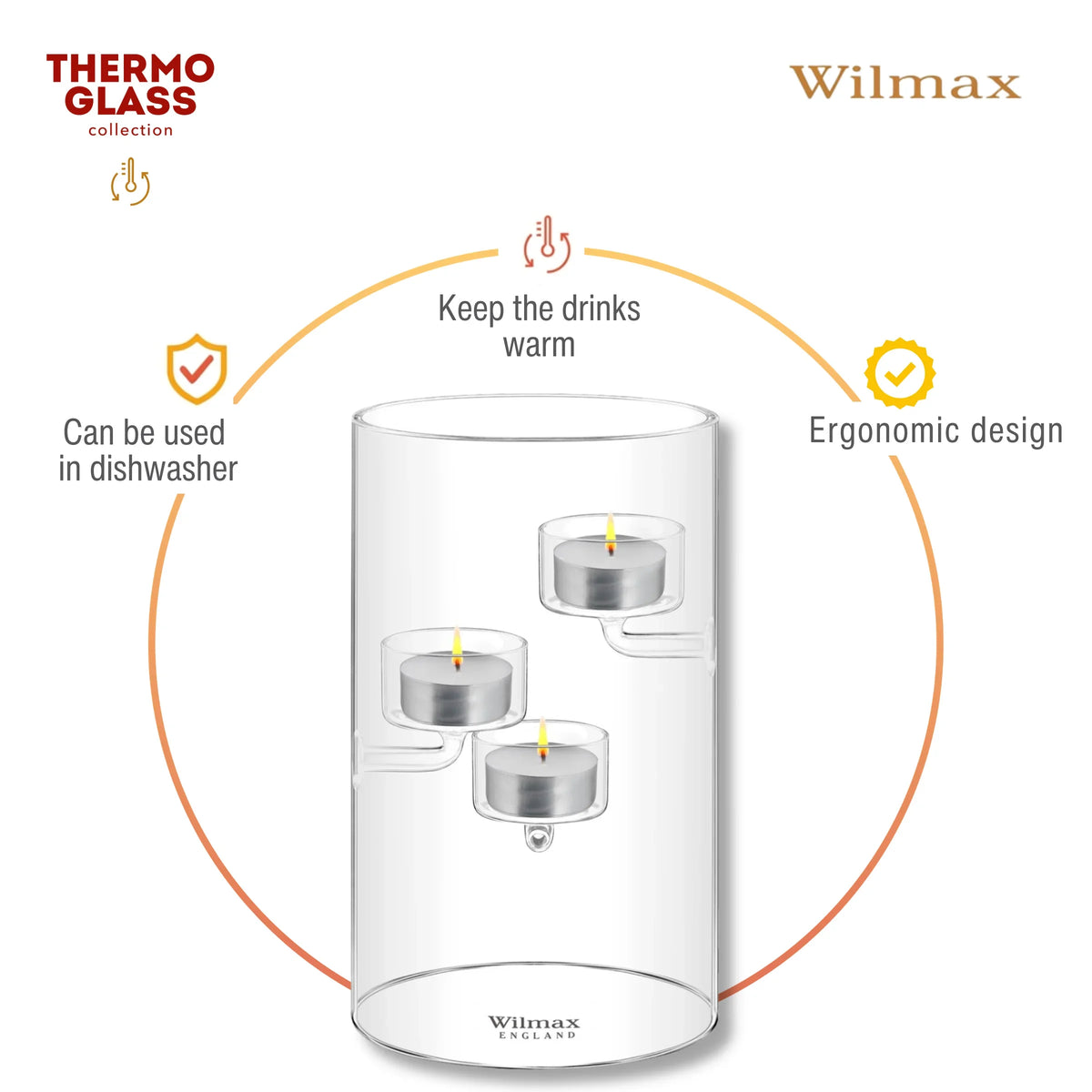 Wilmax England Theelichthouder Glas 20 cm voor 3 theelichtjes
