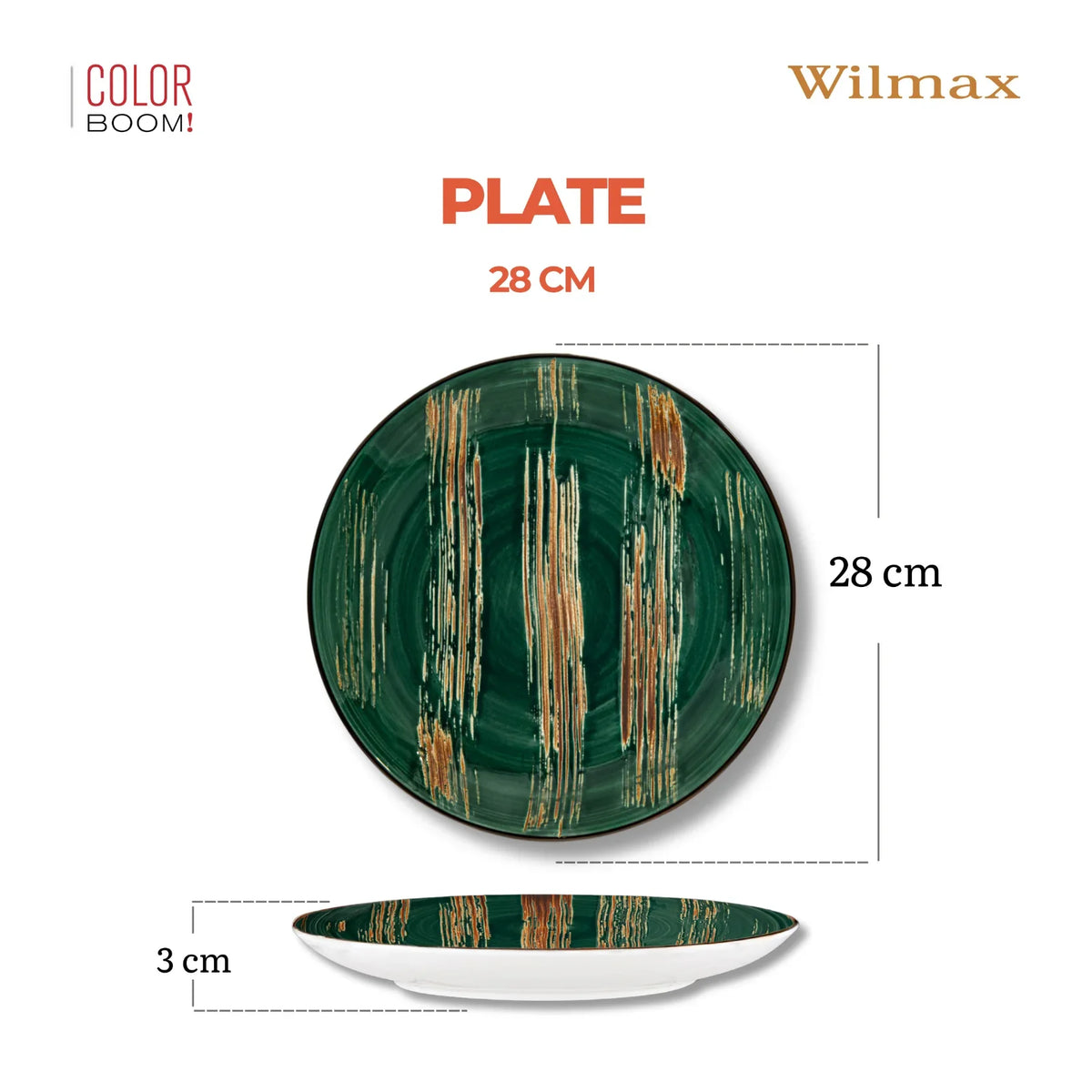 Wilmax Bord 28 cm Groen Porselein