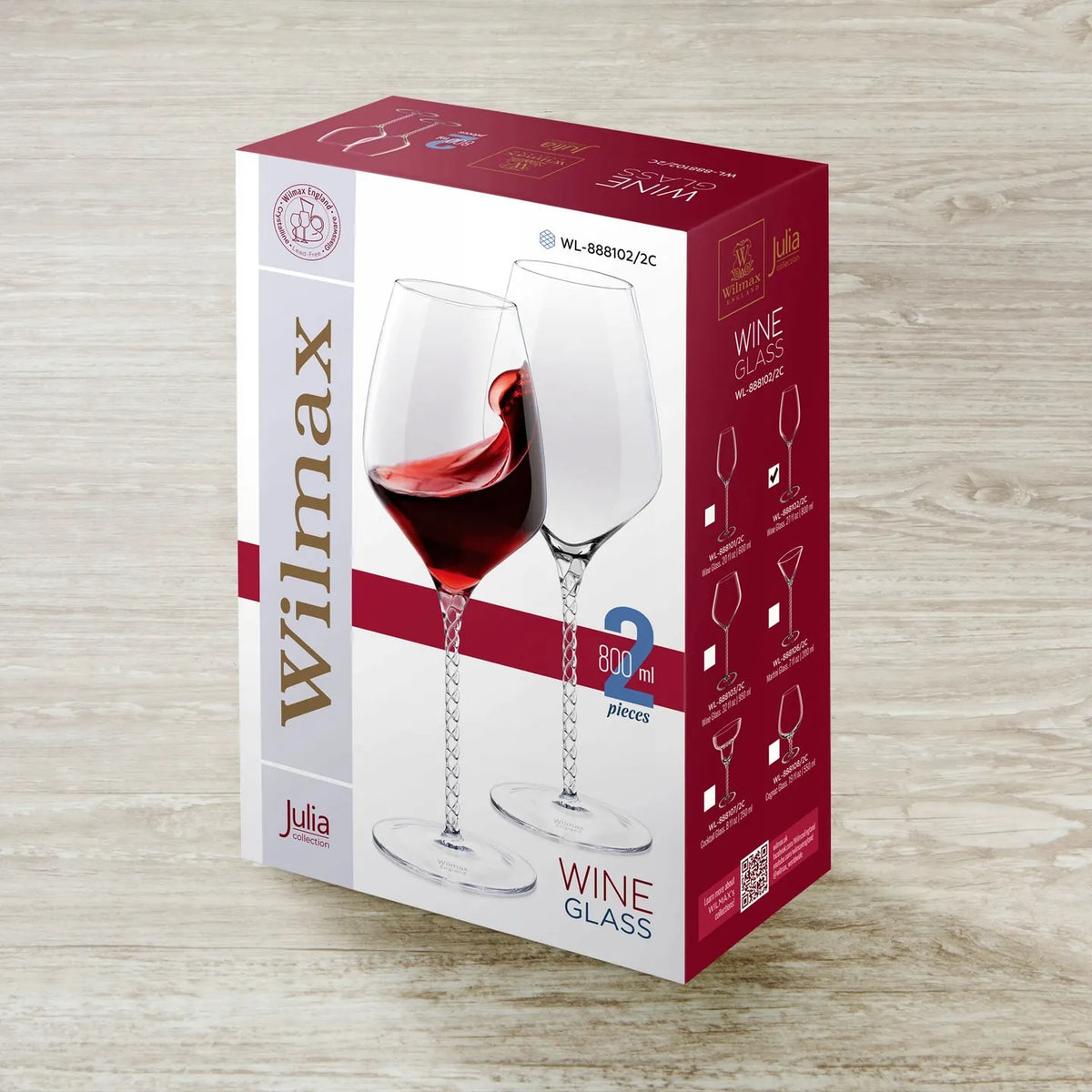 Wilmax Kristal Wijnglas 800ml Helder 2 stuks