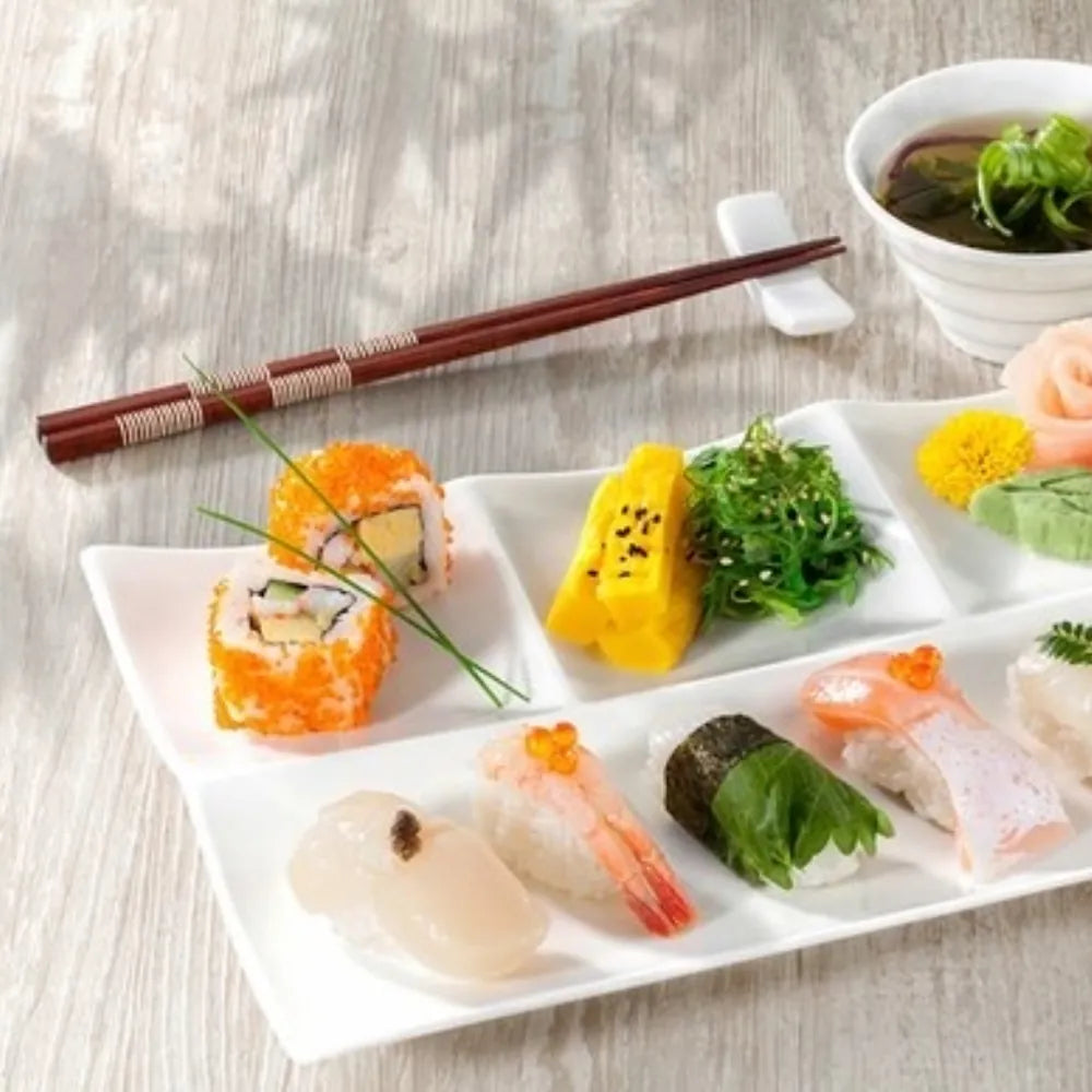 Wilmax England Fine Porcelain - Eetstokjes- en Bestekleggers - Set van 6 - Voor Sushi - Wit Porselein A6