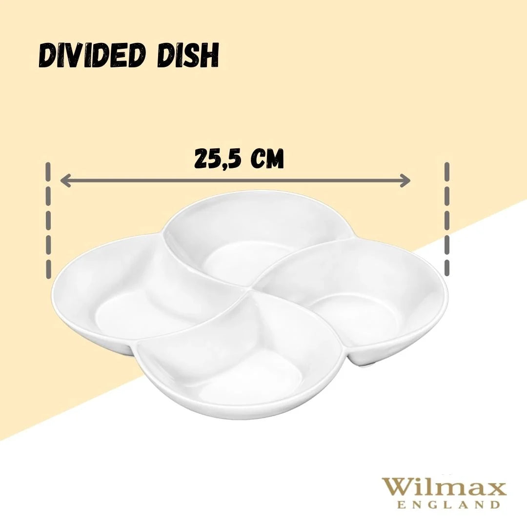 Wilmax Porcelain Serving Platter 22x22 4-Compartment White WL-992649/A