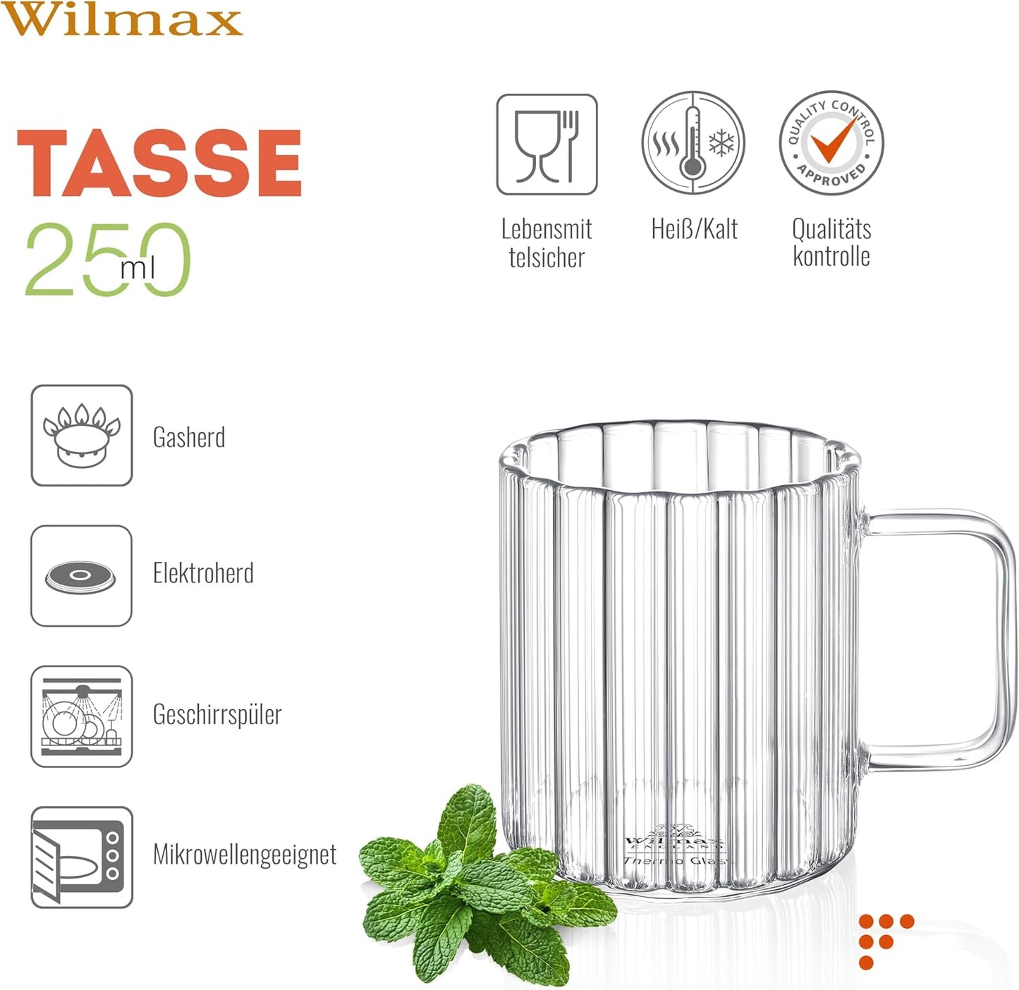 Wilmax England Thermokopje 250 ml Transparant