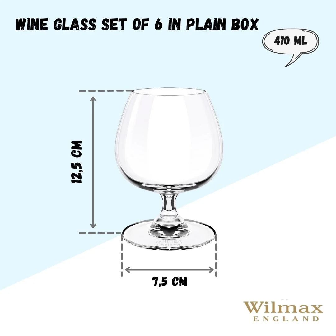 Wilmax Cognacglas 410ml Kristalglas Transparant 6x WL-888025/6A