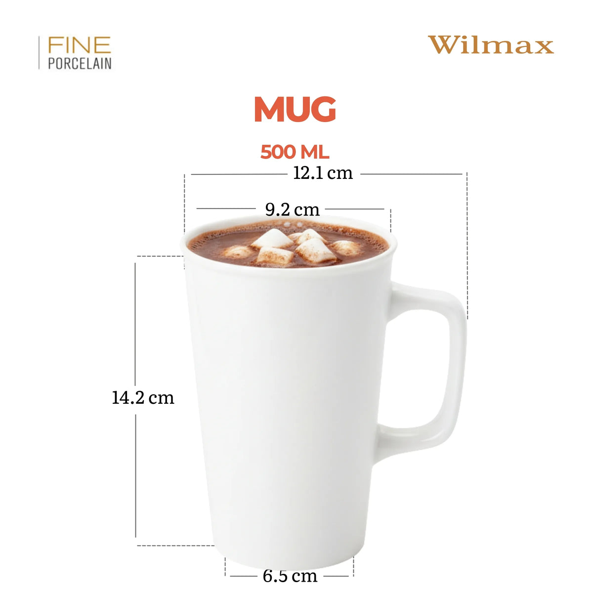 Wilmax England Porseleinen Beker 500 ml Wit