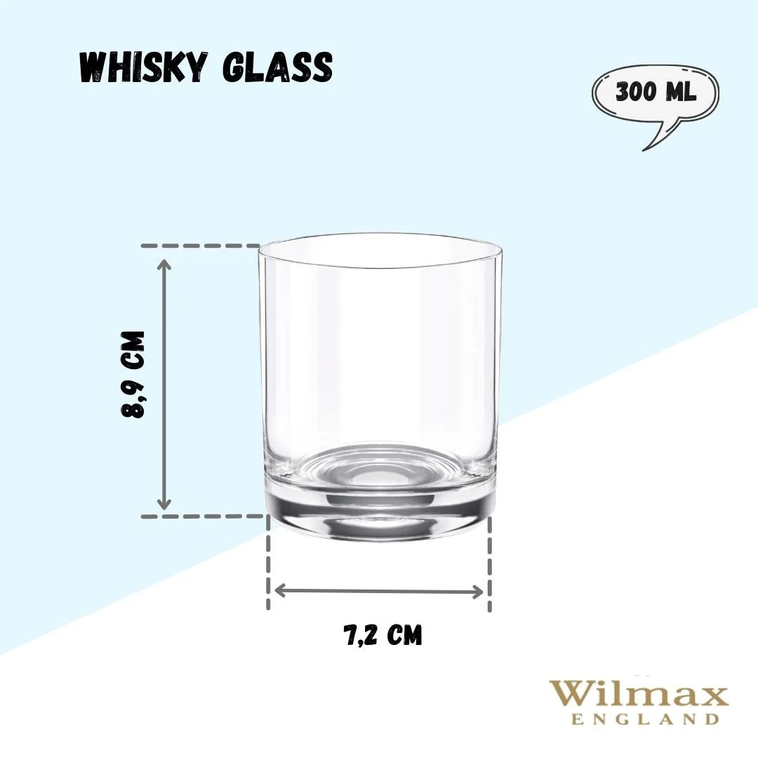 Wilmax Whiskey Glass Crystal Glass 300ml Set of 6 WL-888023/6A