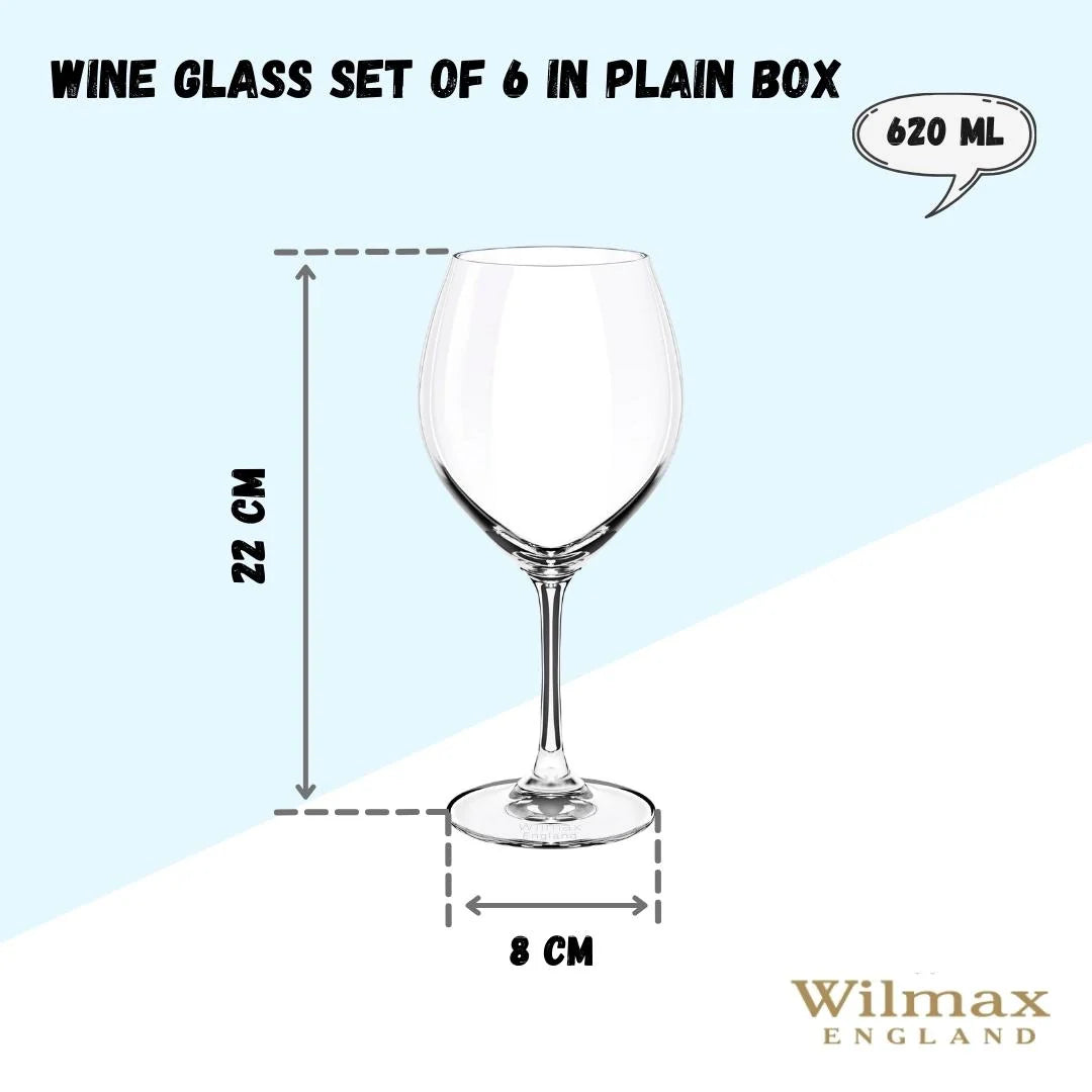 Wilmax Wijnglas 620 ml Kristalglas Transparant 6-delige set