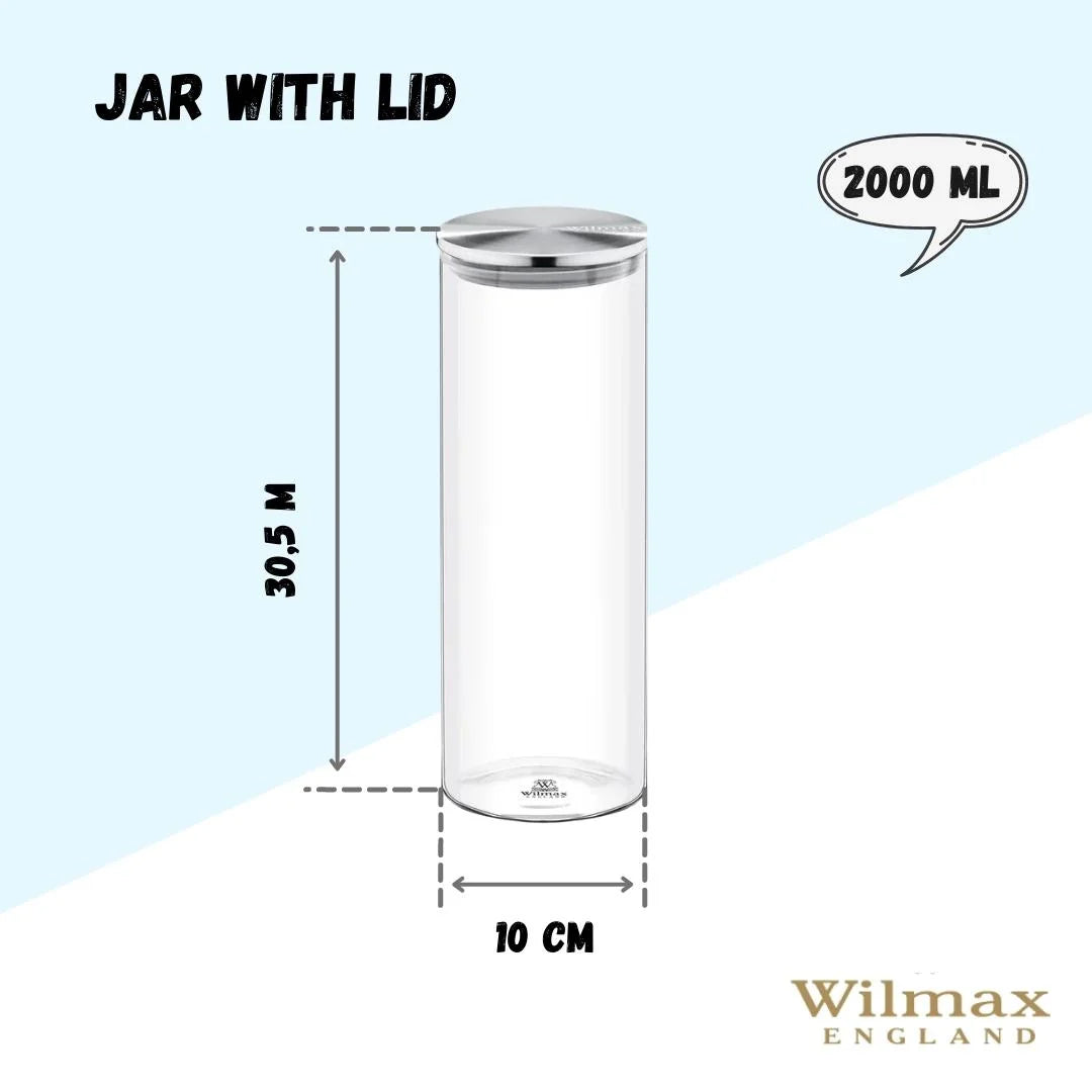 Wilmax Voorraadpot 2L, RVS Deksel, Transparant, WL-888520/A