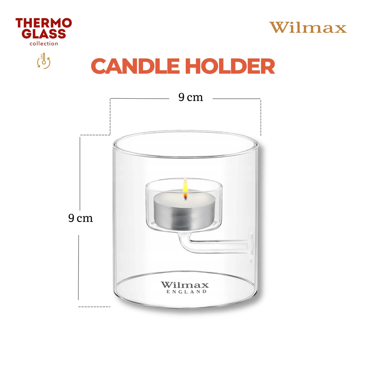 Wilmax Theelichthouder 9 cm Glas Transparant