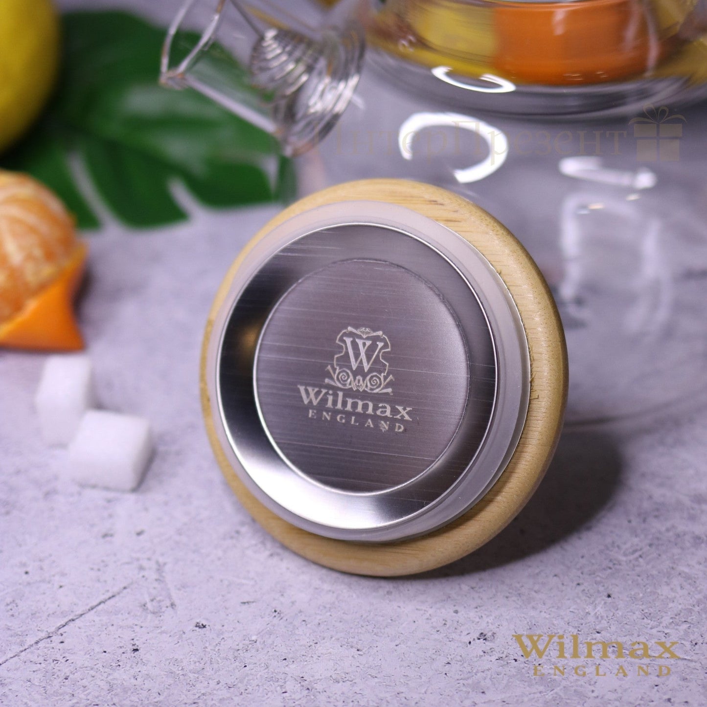 Wilmax England Theepot Glas 1200ml met Bamboe deksel