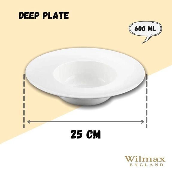 Wilmax England Diep Porseleinen Bord Wit Ø25,5cm Set van 2