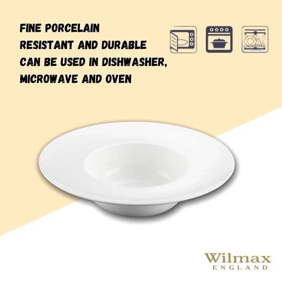 Wilmax England Diep Porseleinen Bord Wit Ø25,5cm Set van 2
