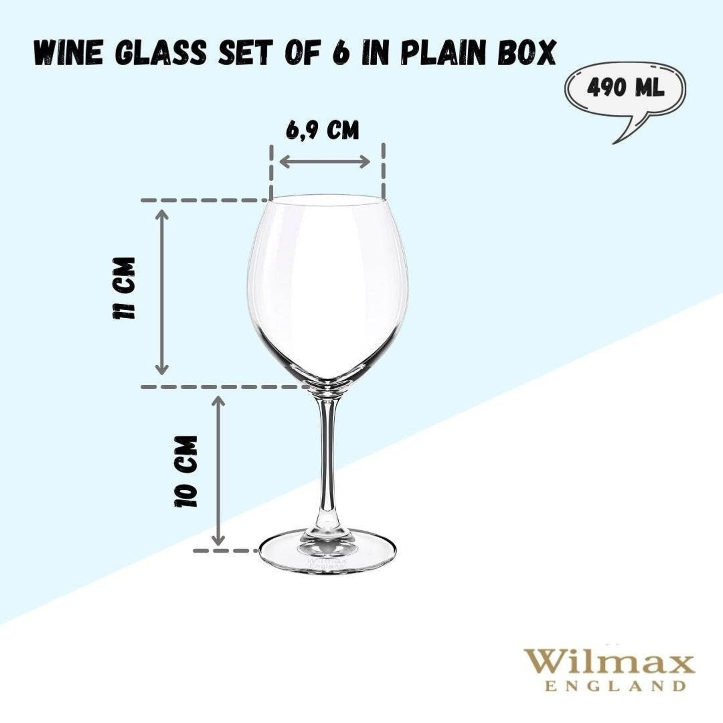 Wilmax Wijnglas 490 ml Kristalglas 6-delige set WL-888010/6A