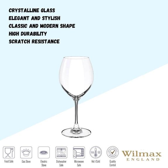 Wilmax Wijnglas 490 ml Kristalglas 6-delige set WL-888010/6A