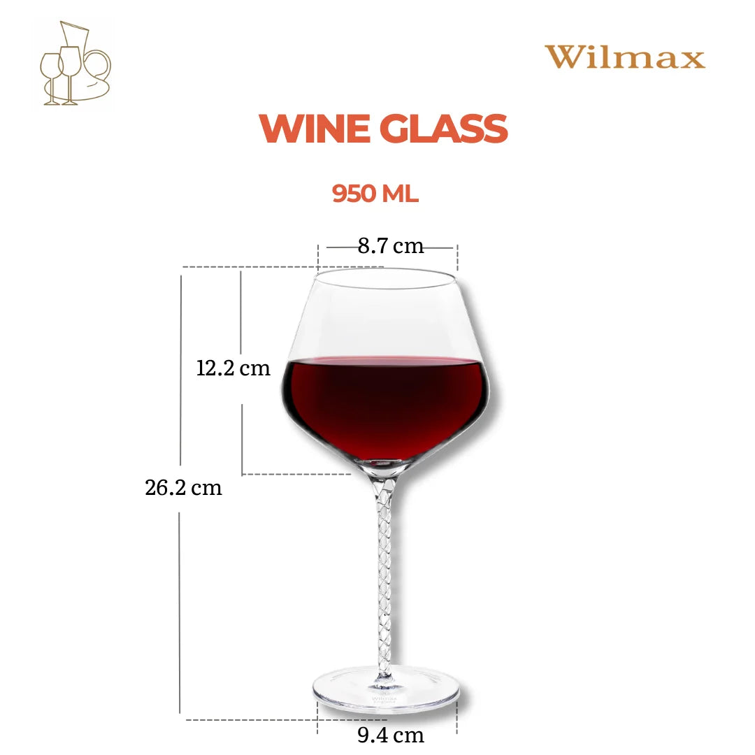 Wilmax Wijnglas 950 ml Kristal Transparant 2-pack
