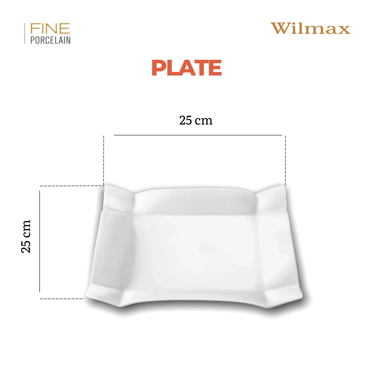 Wilmax Dinerbord 25x25 cm van Porselein, Wit