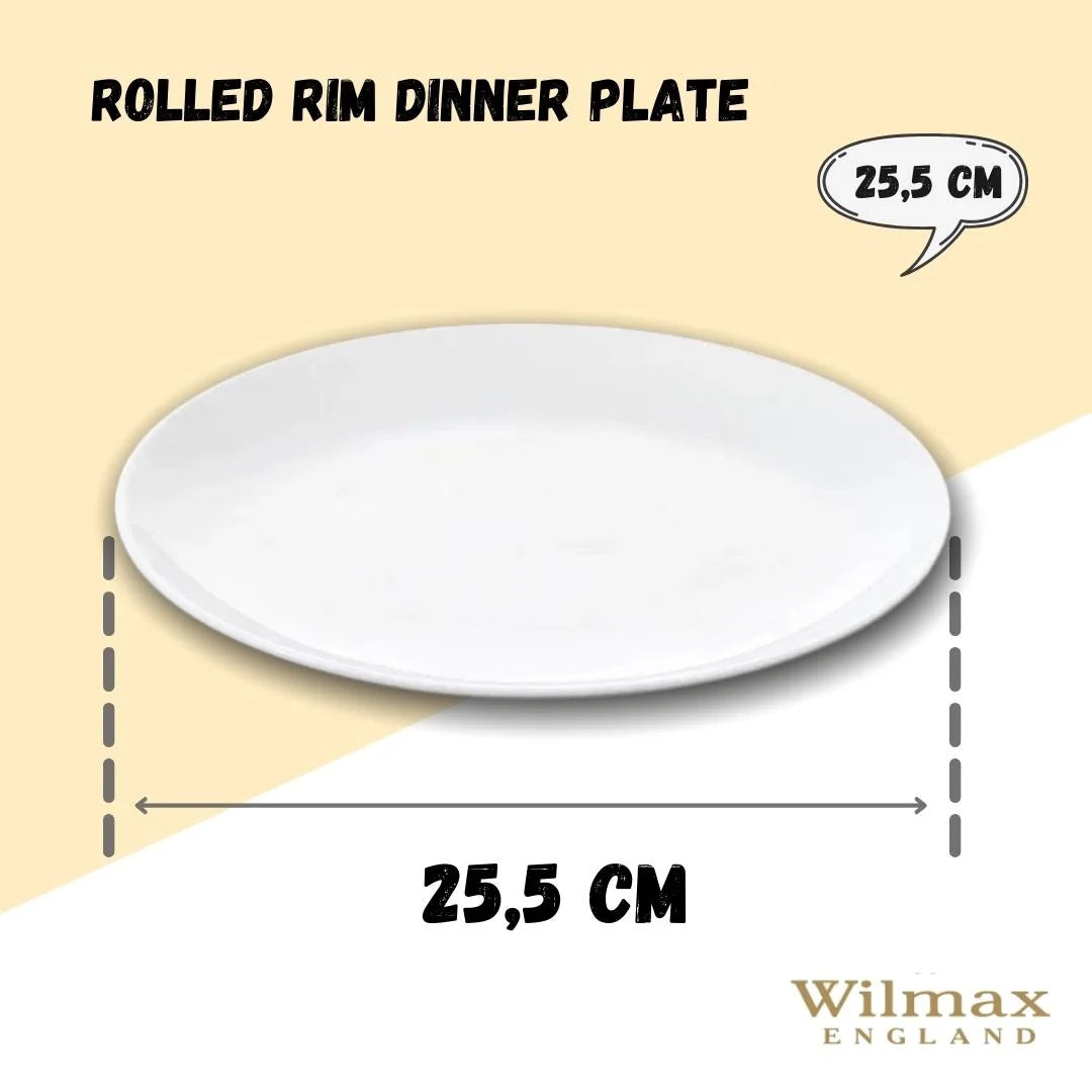 Wilmax Dinerbord 25.5 cm van Porselein, Wit WL-991015/A